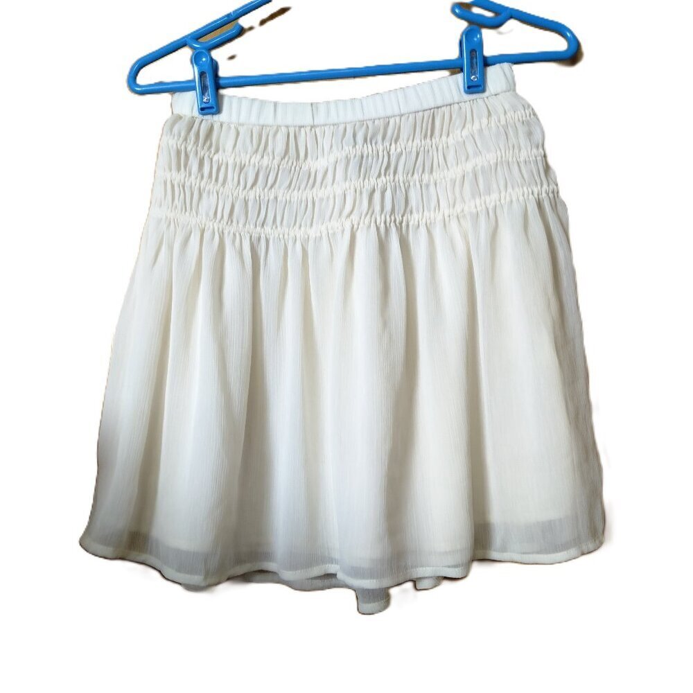 Banana Republic Petites XXS Mini Skirt Pull On Elastic Waist Lined Off White